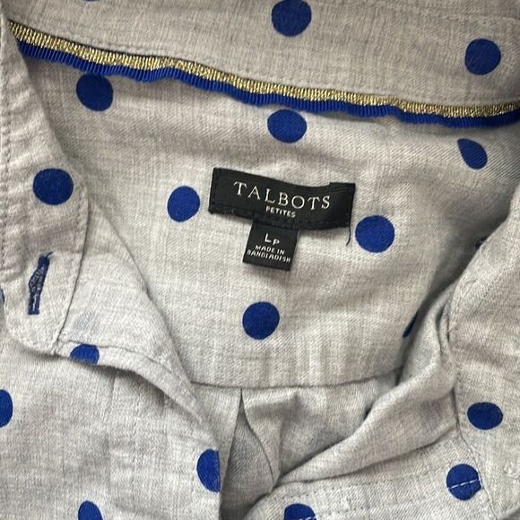 Talbots 100% Cotton Polka Dot Button Down Top LP - Picture 5 of 7